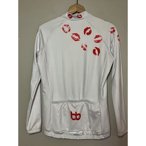 Bicycle Booth BB Fleece Lined White Hot Lips Kiss‎ Cycling Jersey, Women's Large - Picture 6 of 8